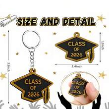 20 Pieces Class Of 2026 Graduation Keychains Rubber Key Chains Grad Cap - Multicolor - View 7