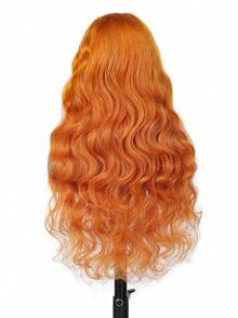 200% Density 36 Inch Ginger Orange Body Wave Human Blended Hair 13x4 Lace Frontal Wigs 13x4 HD Transparent Lace Front Wigs Brazilian Virgin Wigs Pre Plucked Hairline With Baby Hair Suitable To Wear On Daily Or Holiday Occasions Wig - S350 - 查看 2