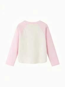 mini bala Girls Long Sleeve T-Shirt, Sweet Waist-Fit Design, Antibacterial Fabric, Soft & Shape-Retaining Spring Top - White Red - View 5