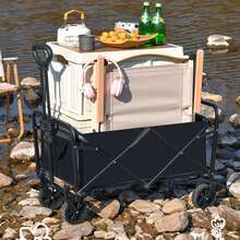 150kg Capacity Folding Utility Wagon With 5 Inch Detachable Wheels & Adjustable Handle, Portable Cart For Camping - Black - View 7