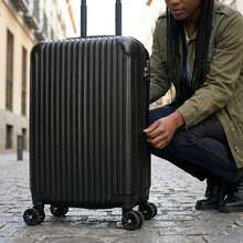 20-Inch ABS Hard-Shell Carry-On Suitcase, Silent Swivel Wheels For 360° Rotation, Patchwork Pattern For Durability And Impact Resistance – The Best Choice For Business Trips Or Travel. Black. Luggage Suitcase Trolley Suitcase Travel Luggage Suitcases Travel Luggage Suitcase Bag Durable Large Capacity Luggage With Wheels Cruise Essentials Travel Essentials Holiday Essentials Vacation Essentials - Black - View 2