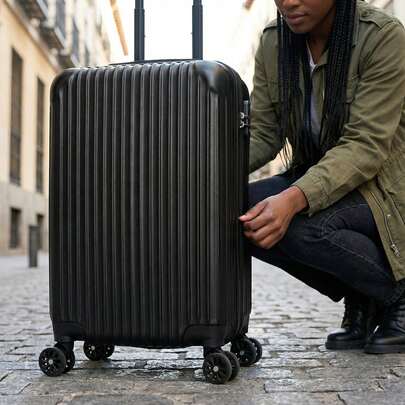 20-Inch ABS Hard-Shell Carry-On Suitcase, Silent Swivel Wheels For 360° Rotation, Patchwork Pattern For Durability And Impact Resistance – The Best Choice For Business Trips Or Travel. Black. Luggage Suitcase Trolley Suitcase Travel Luggage Suitcases Travel Luggage Suitcase Bag Durable Large Capacity Luggage With Wheels Cruise Essentials Travel Essentials Holiday Essentials Vacation Essentials