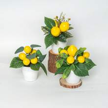 6-Inch Artificial Lemon Plant Potted Fake Lemon Tree, Small Potted Decor For Indoor/Outdoor, Home, Bathroom - A - View 8