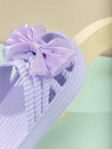 Girls' Sandals New Arrival Fashion Cute Bow Princess Shoes Versatile Comfortable Beach Slippers - Mauve Purple - View 9