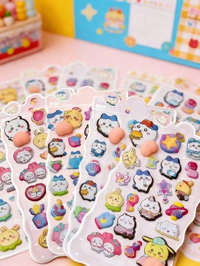 Cute 3D Q-Version Soft Squeeze Stress Relief Stickers, Suitable For Decorating Girls' Phone Cases, An Interesting Stress Relief Toy. It Has An Asymmetrical Embossed Shape, Shiny Details, Waterproof And Tear-Resistant, Reusable.