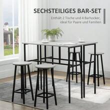 Dining Room Set, 6-Piece Set Including 2 Bar Tables And 4 Bar Stools, Industrial Style, Particle Board And Steel, Grey And Black. - Grey - View 4