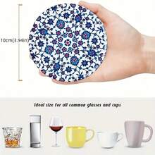 8件套独特杯垫套装，波斯土耳其摩洛哥曼陀罗图案印花木质杯垫，可用作汽车杯垫、茶杯垫、咖啡杯垫，适合家居、乔迁之喜、赠送父母和朋友、家居装饰、桌面装饰，可选1套、2套或3套。 - 彩色 - 查看 5