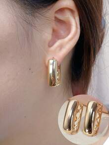 1 件光泽优雅圈形耳环，小众设计，适合日常通勤佩戴 - 耳環 - 查看 5