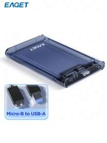 EAGET 2,5-Zoll externe Festplattenhülle USB 3.0 zu SATA III Adapter Plug and Play für HDD SSD bis zu 6TB tragbares Metallgehäuse universelle Kompatibilität UASP unterstützt (Laufwerk nicht enthalten) - transparent - Übersicht 12