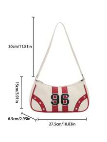 New Fashionable Versatile Textured Chain Shoulder Bag, Underarm Handbag For Women - White - View 5
