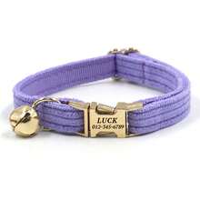 Collar personalizable para mascotas con campana - Nombre de mascota personalizado y número de teléfono Collar para gato y perro, accesorio para mascotas ajustable anti-pérdida - Collar para mascotas personalizado con nombre DIY - Collar de tela suave ajustable para gatos con campana, placa de identificación grabada adecuada para mascotas pequeñas y medianas - Collar personalizado para mascotas con campana linda - Collar para gato y perro con nombre y número de teléfono personalizado, accesorio para mascotas multicolor como regalo - Multicolor - Ver 10