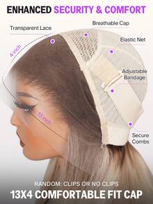 MEGALOOK Ash Gold Deep Root 13x4 Lace Frontal Straight 100% Human Hair Transparent Lace Skin-Melting Micro Knot Lace Frontal 180% Density Long Women's Wig - S613 - View 7