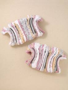 20 de perechi de șosete până la gleznă pentru copii, șosete sport, șosete pentru întoarcerea la școală, stiluri asortate, inclusiv dungi deschise, inimioare, buline, culori solide, potrivite pentru purtarea zilnică a fetelor, se potrivește copiilor cu vârsta cuprinsă între 1 și 16 ani, pentru toate anotimpurile, respirabile, moi și confortabile, potrivite ca și cadouri de sărbători - Multicolor - Vizualizare 2