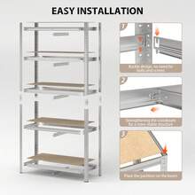 7Sevenjokers 180cm Heavy Duty Boltless Shelving Unit, Adjustable Industrial Rack For Garage Workshop Kitchen, Silver - Silver - View 5