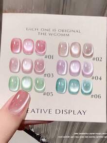 MIANEL 12ml 冬季冰晶系列玻璃珠猫眼凝胶指甲油，2026新款白色水晶石指甲油，UV灯美甲沙龙，情人节美甲用品 - 彩色 - 查看 2