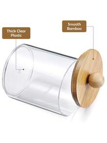 带盖牙线棉签收纳盒 - 4 件装，10 盎司透明浴室收纳盒，适用于棉签、浴盐等，也可作为梳妆台收纳盒使用。 - A - 查看 9