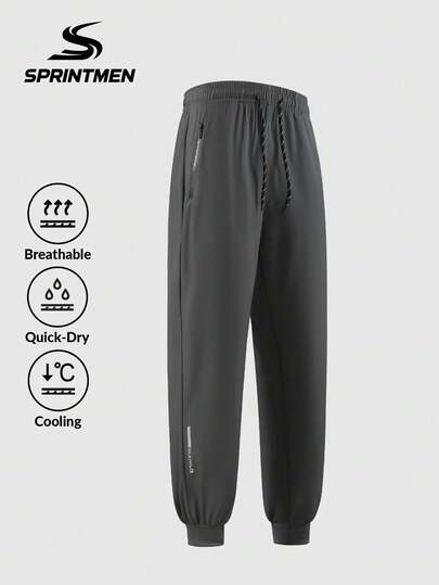 1pc Men's Dark Grey Sweat-Wicking Lightweight Drawstring Waist Jogger Pants, Breathable Fitness Training Trousers, Machine Washable, Versatile For Summer Workout & Daily Wear