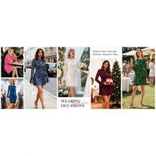Women's 2026 Spring Floral Wedding Guest Dress Long Sleeve Crew Neck Flowy Party Cocktail Mini Dress - Floral Wine Red Black - View 8
