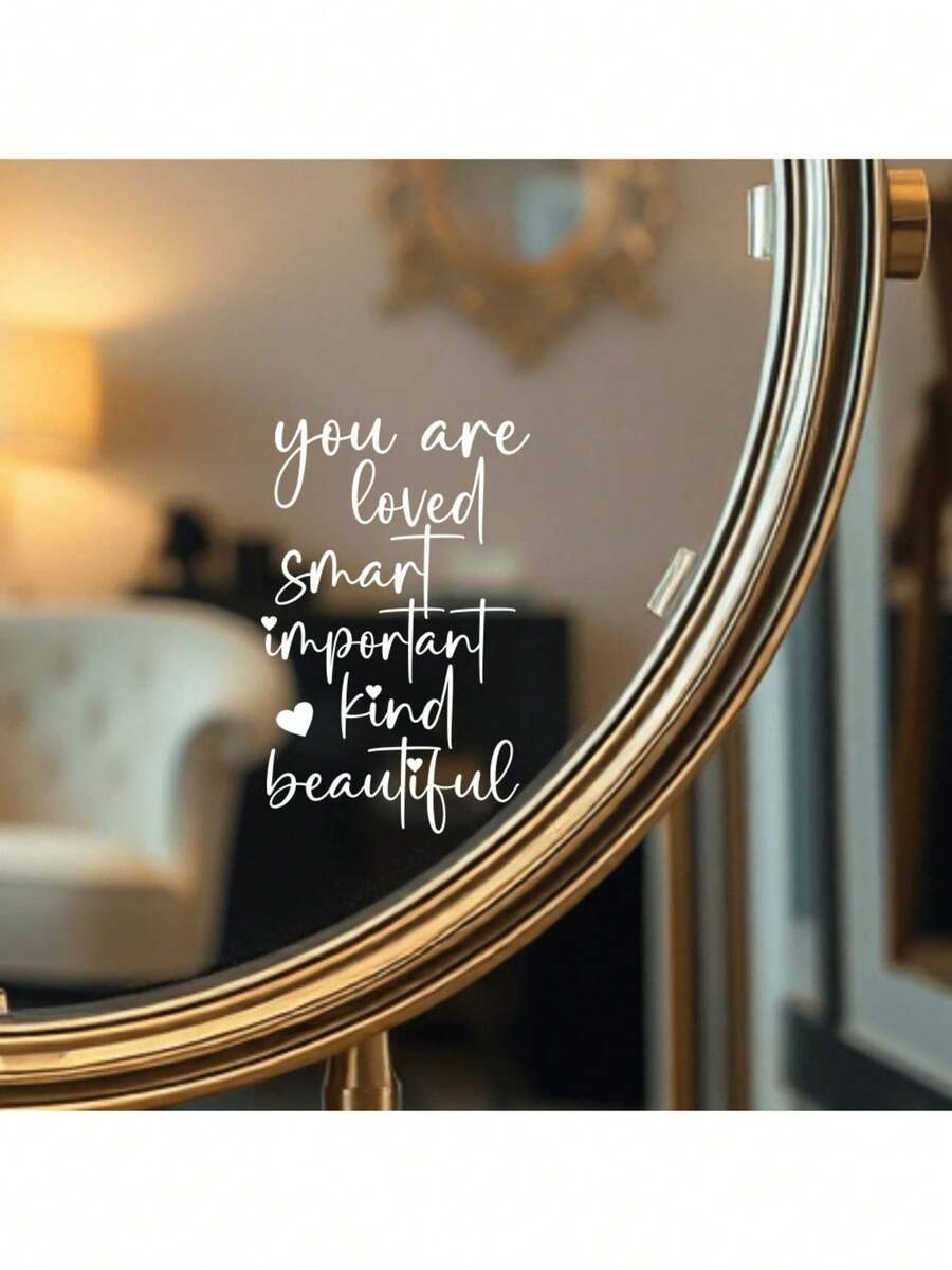 1pc You Are Loved Mirror Decal Inspirational Self-Love Vinyl Sticker Positive Affirmation Wall Art For Bedroom Bathroom Vanity Removable Waterproof Motivational Quote Decor Bedroom Decor Stickers Home Decor Living Room Wall Paper Wall Stickers Party Decorations Living Room Decor Office Decor Home Decor Items Personalised Stickers Mirror Wall Wall Decor Wall Mirror Mirror For Room Bathroom Decor - Multicolor - View 1