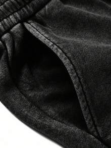 Quần short nam cỡ lớn in hình đầu lâu 77, cổ tròn, dáng rộng, đã giặt, thích hợp mặc hàng ngày, mùa xuân/hè. - màu đen - Xem 4