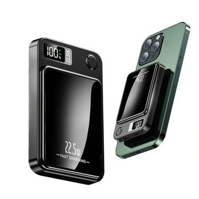 Schwarze 10000 MAh MagSafe Powerbank Mit PD 22,5W & LED-Anzeige – Kompatibel Mit IPhone 12-16 & Magnetischen Android-Modellen, Kompakt & Leistungsstark