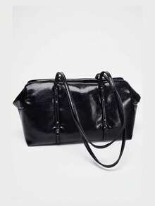 2026 New Arrival High-End Niche Textured One Shoulder Tote Bag, Fashionable Underarm Large Capacity Handbag - Black - View 5