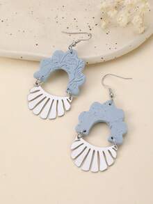 1 Đôi bông tai nữ thời trang thủ công, thiết kế hình vòm hoa có họa tiết và điểm nhấn kim loại, độc đáo, thích hợp cho kỳ nghỉ, tiệc tùng và đeo hàng ngày. - Màu xanh lam - Xem 3