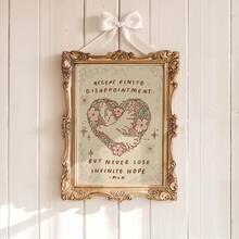 1 件无框“接受有限的失望”励志鸽子墙饰 - 心形和平鸽设计，暖色调可爱动物爱好者礼物，适合女孩卧室、宿舍、家庭办公室、教室，励志名言装饰和最佳礼品之选 - 無框 - 查看 3