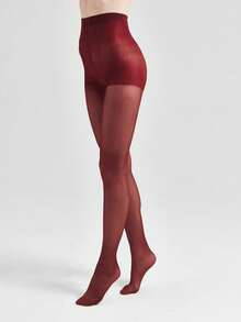 Quần tất Giáng sinh màu đỏ tía dành cho nữ, quần tất nhung lễ hội, vớ lấp lánh ngày lễ, quần legging định hình vóc dáng thanh lịch. - Màu Đỏ Sâu - Xem 4