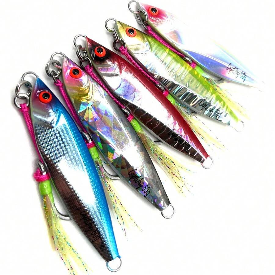 Señuelos de Jigging Vertical para Pesca Lenta, Anzuelos de Velocidad para Cabeceo, Señuelos Artificiales para Agua Salada y Dulce - 60g-5pcs-Colección 2 - Ver 1