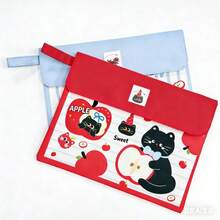 1pc New Cute Apple Cat Design Multi-Functional Large Capacity Handheld Document Bag, Portable File Organizer - Apple Cat File Folder - View 7