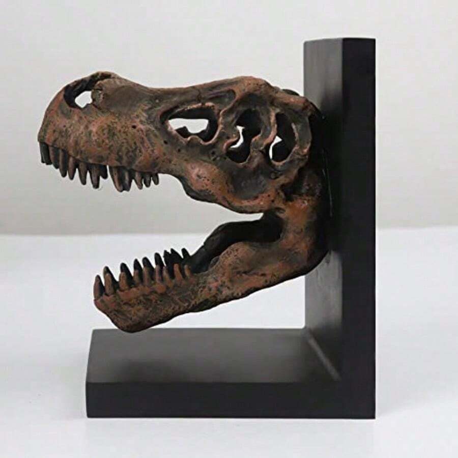 Tyrannosaurus Rex T-Rex - Sujetalibros decorativos para libros estantería de resina decorativa para el hogar pesos de papel extremos de libros soportes para sujetalibros tapón de libros decoración de escritorio-B031 - Negro1 - Ver 1