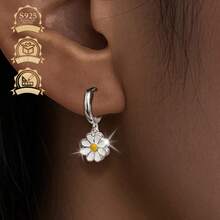 Pendientes colgantes finos para mujer - Plateado - Ver 8