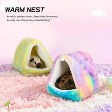 ITANDME 豚鼠藏身处 温暖鸟巢 蓬松鹦鹉笼床 悬挂式小型动物吊床 毛绒小窝 鹦鹉隐蔽小屋 刺猬藏身处 小型宠物藏身处 适合小型动物 - 彩色 - 查看 5