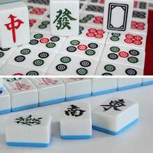 42mm Chinese Mahjong Game Set Professional 144 Tiles English Characters Game B - Blue - View 8