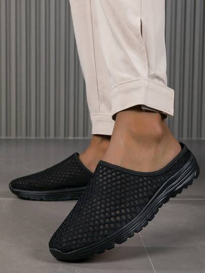 Sandalias de malla de verano para hombre, zapatos casuales para exteriores, sandalias transpirables de slip-on para hombre, pantuflas casuales ligeras