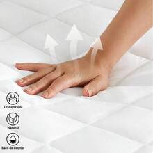 1 Pieza Cubre Colchón Impermeable de 3Capas(Sin Funda de Alohada)Protección Completa Transpirable,Antideslizante y Fácil de Lavar Ideal para Hogares y Alojamientos para Colchón Individual Matrimonial Queen King,Color Gris - Blanco - Ver 3
