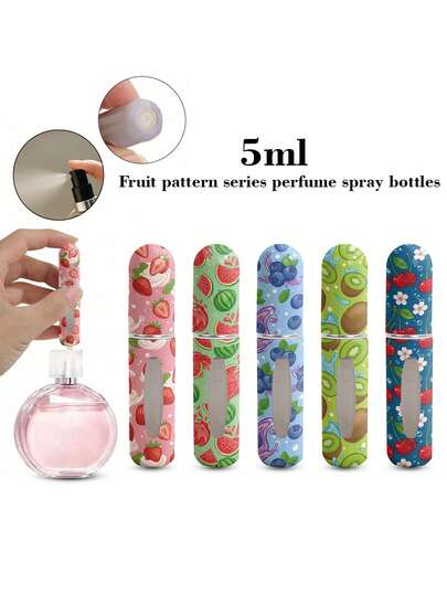 1/4个夏季香水喷雾瓶，可爱粉色草莓图案液体包装瓶，底部直接灌装香水，便携式旅行香水包装工具，送给家人和朋友的生日礼物，节日礼物