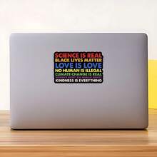 1张“科学是真的”贴纸，可爱彩虹笔记本电脑贴纸，积极语录乙烯基贴纸，友善礼物，防水可撕贴水瓶贴纸 - S1932 - 查看 9