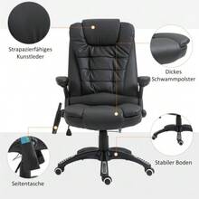 High-Back Office Chair, Massage Chair, Faux Leather, Swivel, Black - Black - View 7