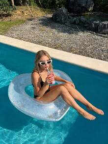 1个闪亮充气游泳圈，沙滩必备，泳池漂浮物，派对装饰，夏季礼物，高品质水上游戏配件，设计优雅，浮力可靠，家用游泳池设备 - 多款 - 查看 5