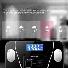 Smart Bluetooth Weight Loss Scale With App Sync - High Precision Body Composition Analyzer For BMI, Fat, Muscle, Water Tracking & Health Insights - Durable Digital Bathroom Scale  - Ideal For Home Fitness & Back To School - 黑色 - 查看 4