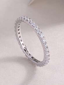 925er Sterling Silber Moissanit Ring, hypoallergen, Verlobungs-/Eheringr, minimalistisches einzigartiges Design, vielseitig für den täglichen Gebrauch, Hochzeits-/Jahrestags-/Geburtstagsgeschenk, kommt mit Geschenkbox und Zertifikat - Silber - Übersicht 7