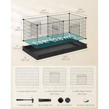 Pet Playpen Small Animal Cage Exercise Pen And Enclosure 48.4 X 24.8 X 18.1 Inches ULPI07H - màu đen - Xem 6
