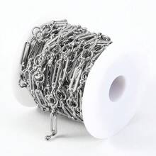1m Stainless Steel Jewelry Making Chain, Hollow Rectangular Design With Round Spacers, Suitable For DIY Necklace, Bracelet And Other Accessories - Stainless Steel Chain - View 9
