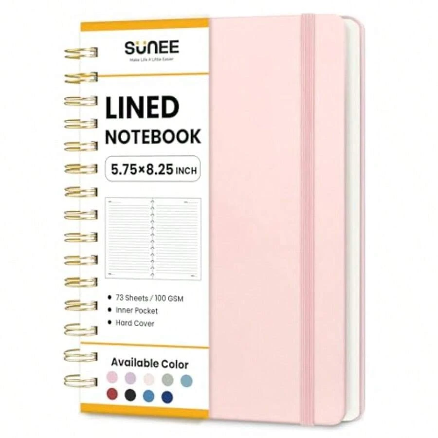 Journaling Notebooks A5 Lined Spiral Notebook For Women 146 Pages College Ruled Hardcover Notebook For Work Note Taking Journaling And Office School Supplies A5 - Pink - Hồng - Xem 1