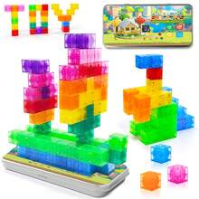 New Transparent Magnetic Building Block Set - STEM Sensory Cubes, Suitable For Children, My Magnetic Puzzle Construction, Halloween And Christmas Birthday Gift Toys (Random Color Pattern Style) Magnetic Blocks, Translucent Building Blocks Toys, Preschool STEM Magnet Sensory Montessori Toys For 3 4 5 6 Year Old Boys Girls - Multicolor - View 9