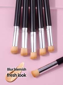 6支装遮瑕刷，适用于黑眼圈、泪沟等部位，精准遮瑕，扁平头遮瑕刷 - 黑色 - 查看 7