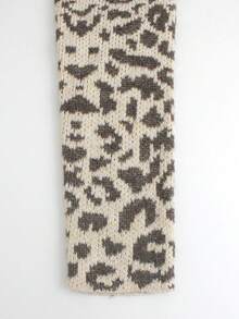 Cárdigan abierto de mujer de punto con cuello redondo, manga larga, de canalé con estampado de leopardo en contraste, sexy y elegante, ideal para salidas y citas en primavera/verano - color - Ver 4