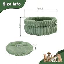 Comfortable Round Cats Bed For Indoor Cats And Small Dog Resting Washable Soft Plush Pet Bed With Removeable Cushion Plush Bed(Brown/Green/Beige/Grey) - màu xanh lá - Xem 2